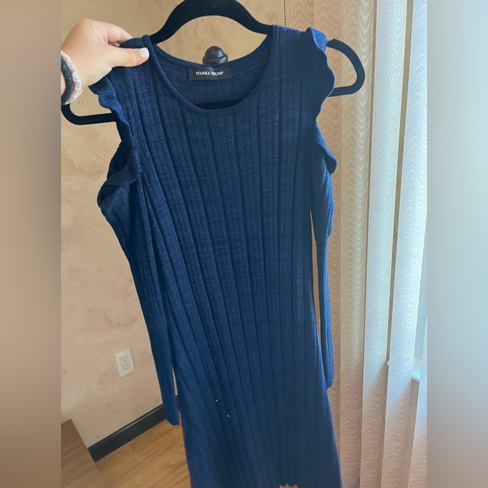 Ivanka Trump Navy Ribbed Knit dress